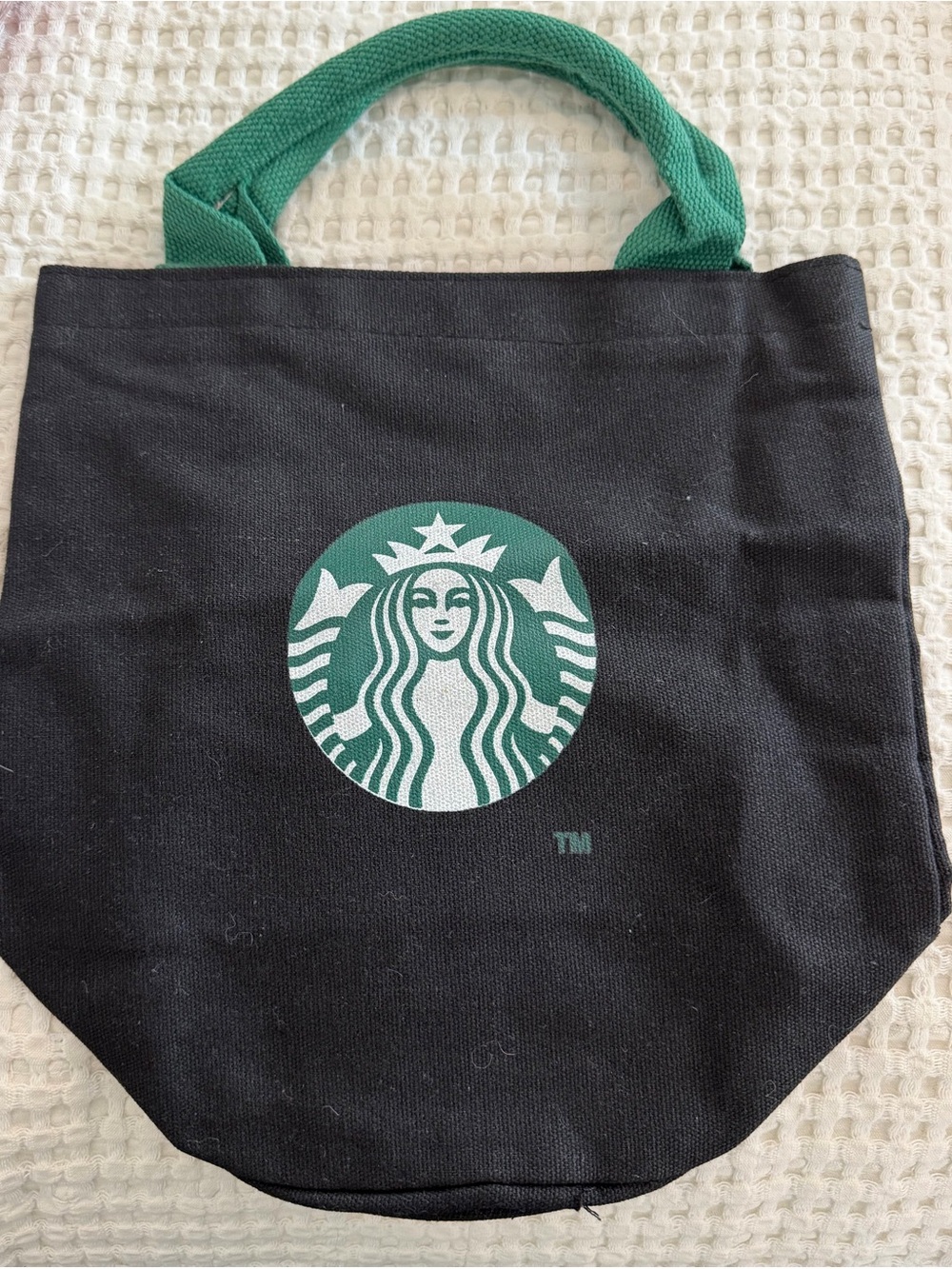 Starbucks Black Canvas Tote with Green Logo and Handles - Siren Emblem